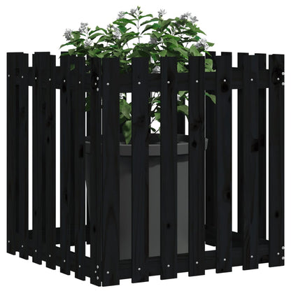 Pflanzkübel Lattenzaun-Design Schwarz 70X70X70 Cm Kiefernholz