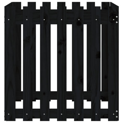 Pflanzkübel Lattenzaun-Design Schwarz 70X70X70 Cm Kiefernholz
