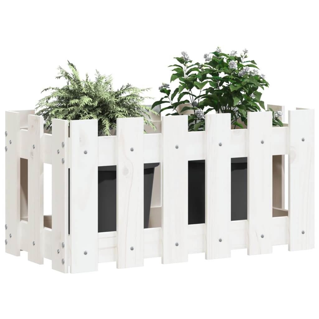 Pflanzkübel Lattenzaun-Design Weiß 60X30X30 Cm Kiefernholz