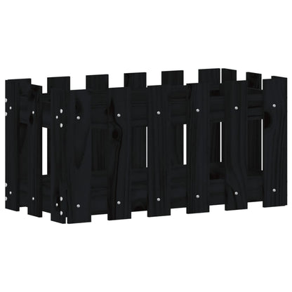 Pflanzkübel Lattenzaun-Design Schwarz 60X30X30 Cm Kiefernholz