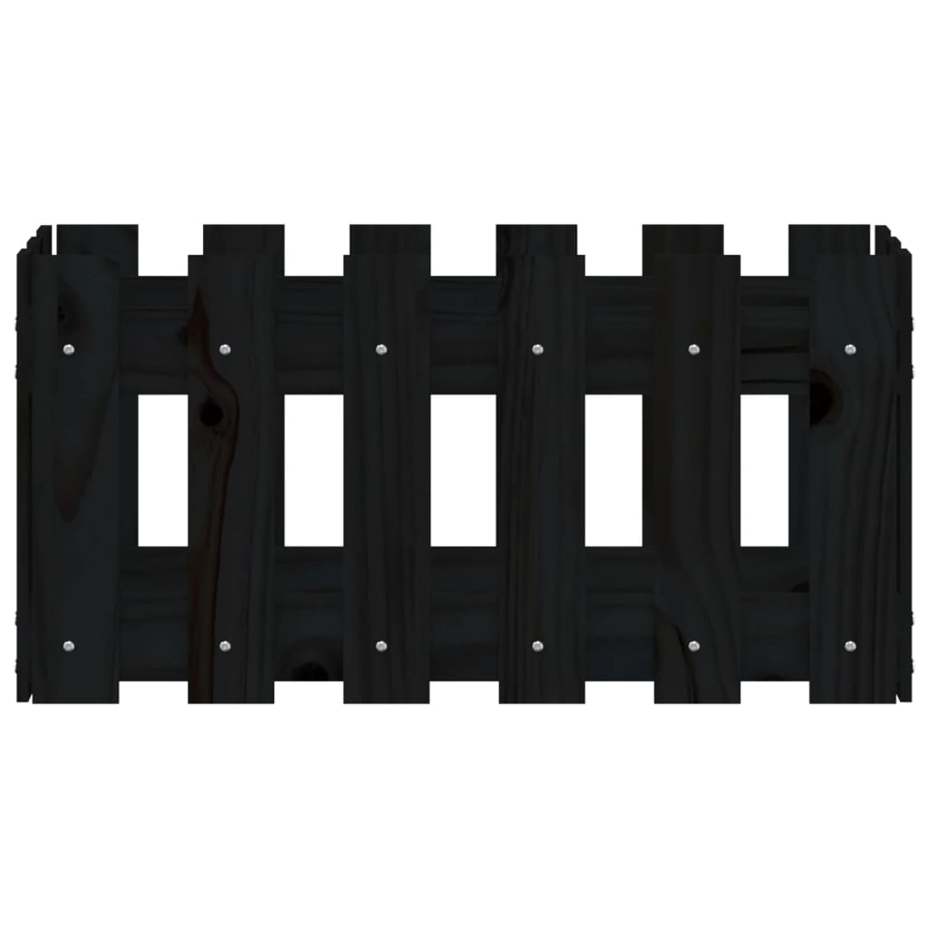 Pflanzkübel Lattenzaun-Design Schwarz 60X30X30 Cm Kiefernholz