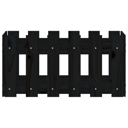 Pflanzkübel Lattenzaun-Design Schwarz 60X30X30 Cm Kiefernholz