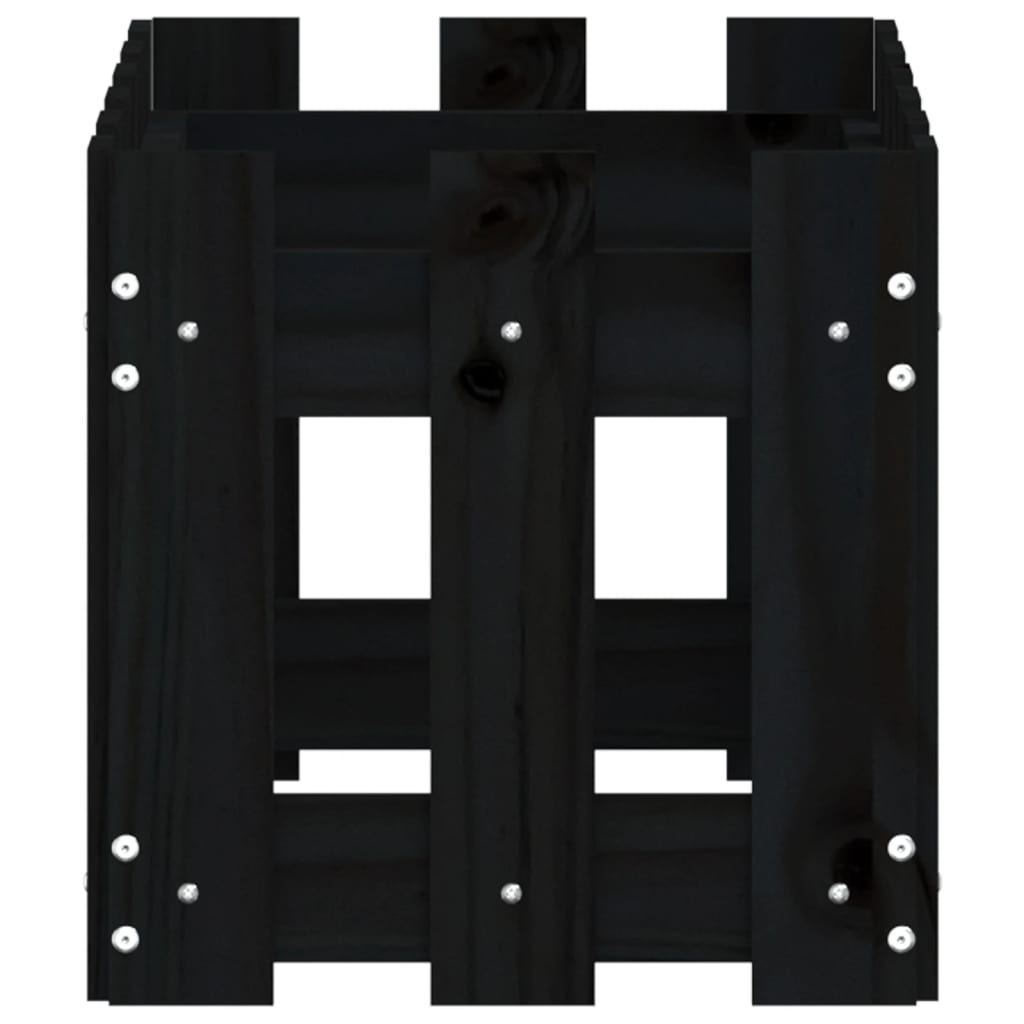 Pflanzkübel Lattenzaun-Design Schwarz 60X30X30 Cm Kiefernholz