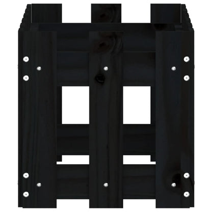 Pflanzkübel Lattenzaun-Design Schwarz 60X30X30 Cm Kiefernholz