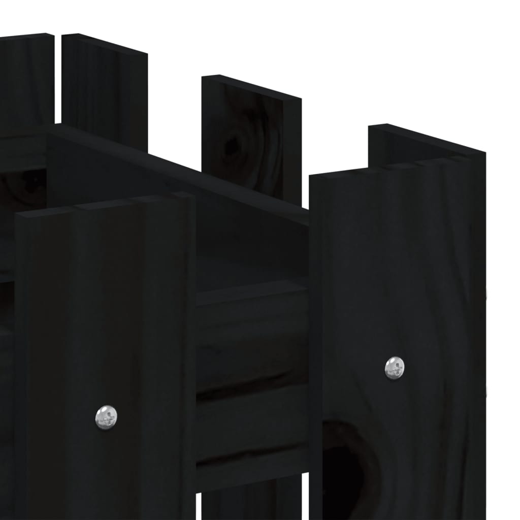 Pflanzkübel Lattenzaun-Design Schwarz 60X30X30 Cm Kiefernholz
