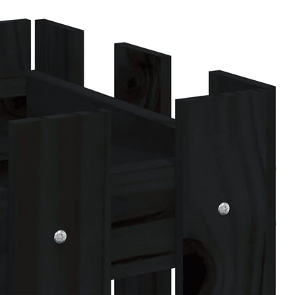 Pflanzkübel Lattenzaun-Design Schwarz 60X30X30 Cm Kiefernholz