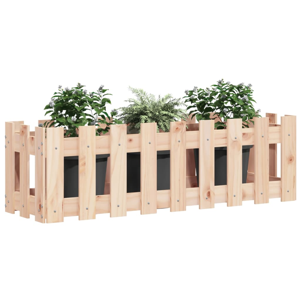 Hochbeet Lattenzaun-Design 100X30X30 Cm Massivholz Kiefer