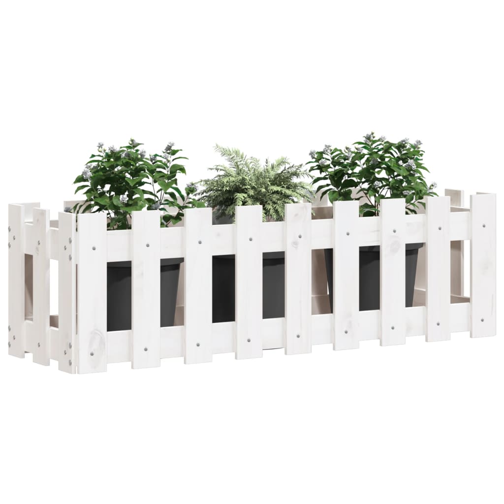 Hochbeet Lattenzaun-Design Weiß 100X30X30 Cm Massivholz Kiefer