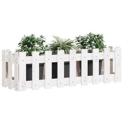 Hochbeet Lattenzaun-Design Weiß 100X30X30 Cm Massivholz Kiefer