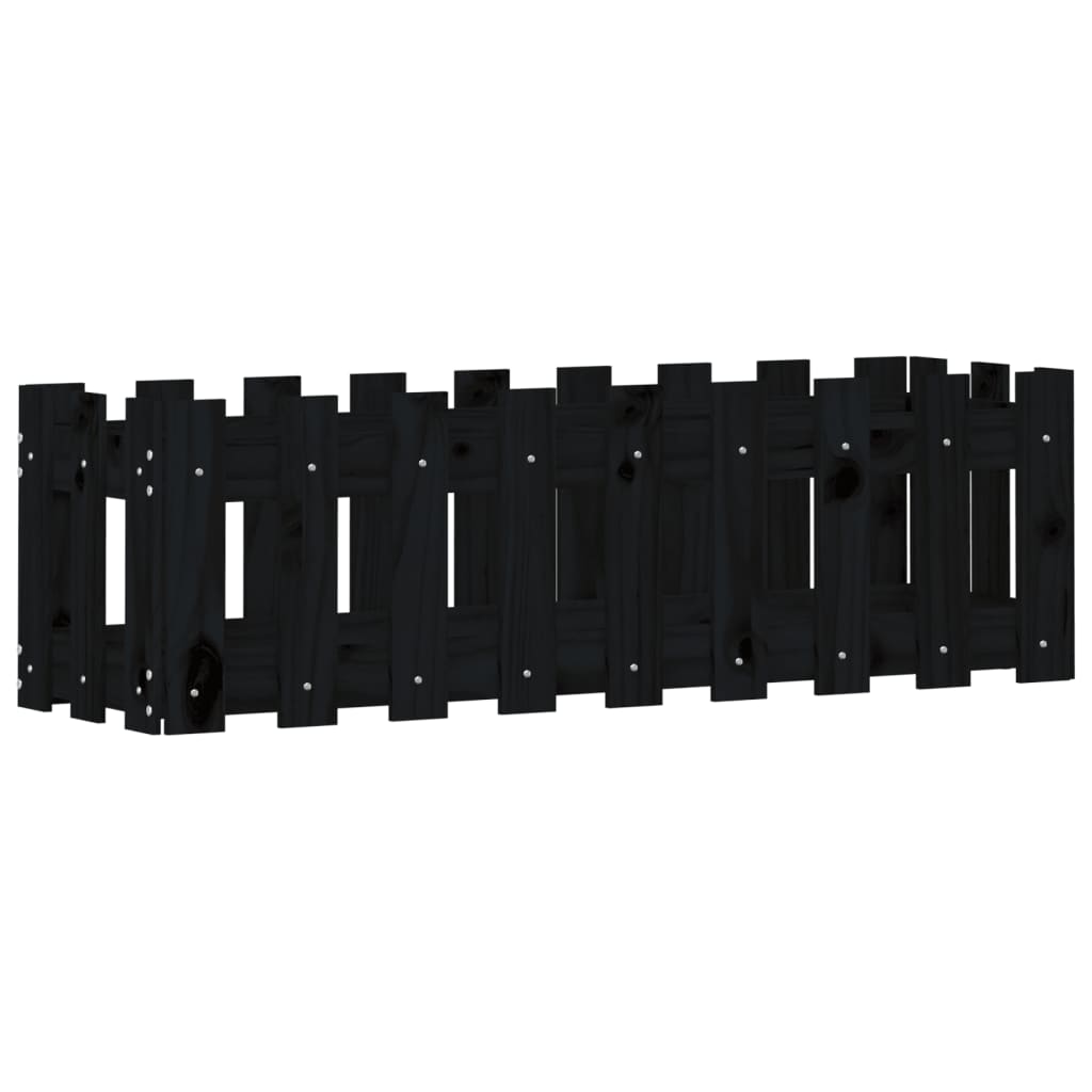 Hochbeet Latten-Design Schwarz 100X30X30 Cm Massivholz Kiefer