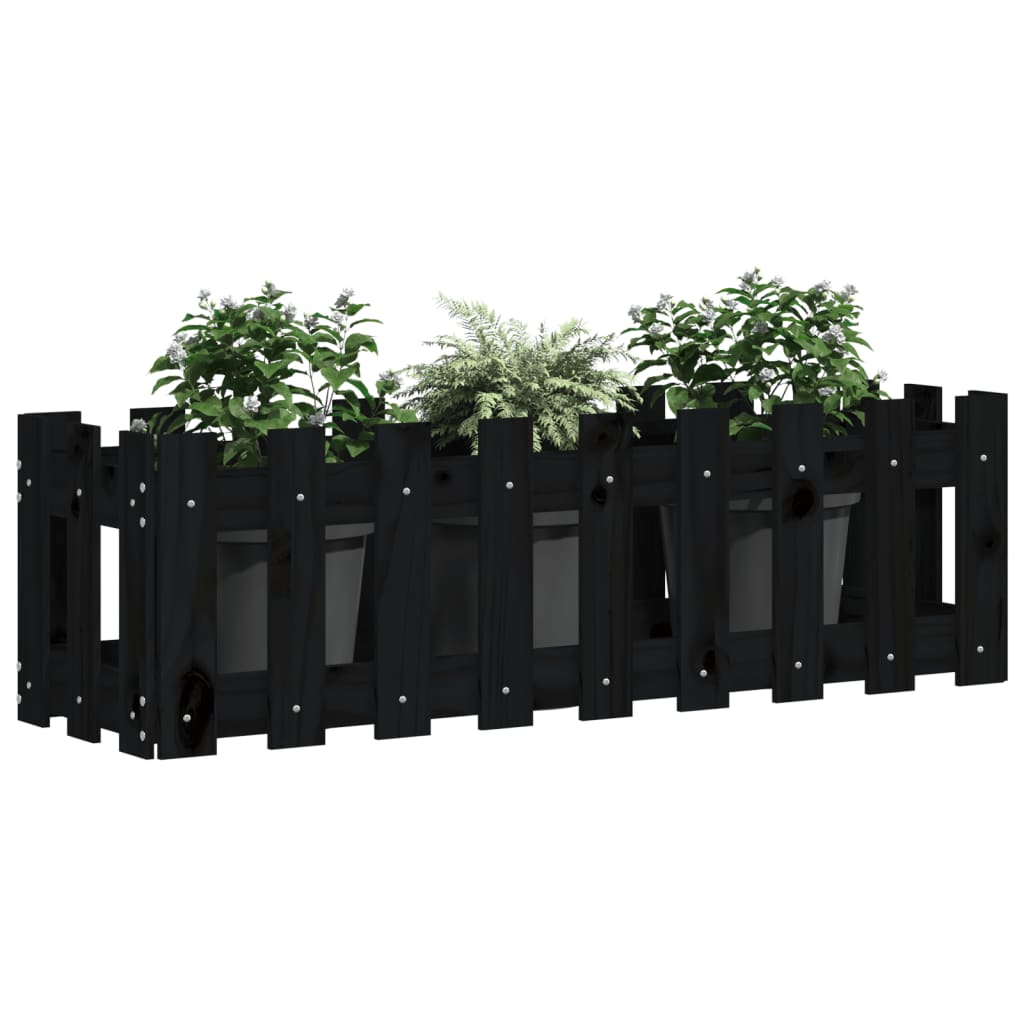 Hochbeet Latten-Design Schwarz 100X30X30 Cm Massivholz Kiefer
