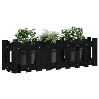 Hochbeet Latten-Design Schwarz 100X30X30 Cm Massivholz Kiefer