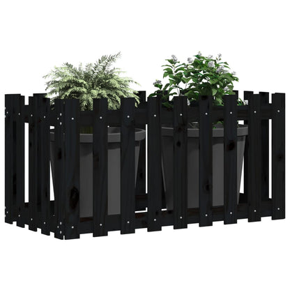 Hochbeet Latten-Design Schwarz 100X50X50 Cm Massivholz Kiefer