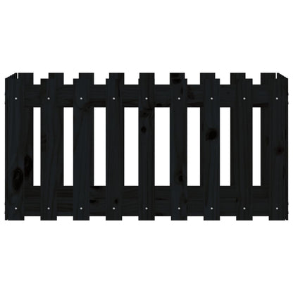 Hochbeet Latten-Design Schwarz 100X50X50 Cm Massivholz Kiefer
