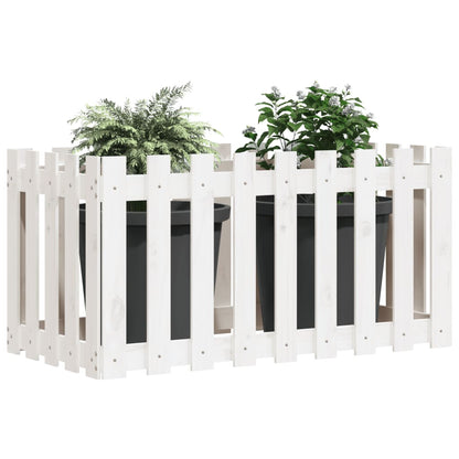 Hochbeet Lattenzaun-Design Weiß 100X50X70 Cm Massivholz Kiefer