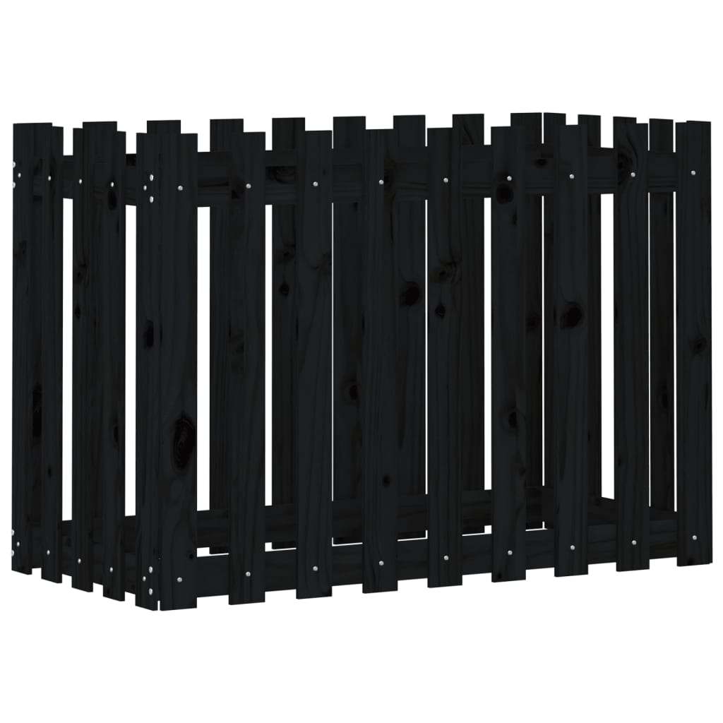 Hochbeet Latten-Design Schwarz 100X50X70 Cm Massivholz Kiefer