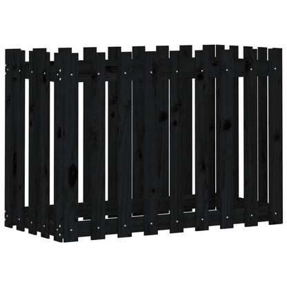 Hochbeet Latten-Design Schwarz 100X50X70 Cm Massivholz Kiefer