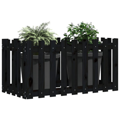 Hochbeet Latten-Design Schwarz 100X50X70 Cm Massivholz Kiefer