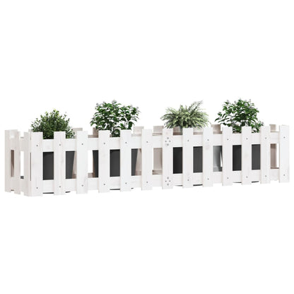 Hochbeet Lattenzaun-Design Weiß 150X30X30 Cm Massivholz Kiefer