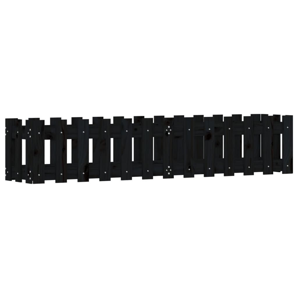 Hochbeet Latten-Design Schwarz 150X30X30 Cm Massivholz Kiefer