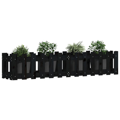 Hochbeet Latten-Design Schwarz 150X30X30 Cm Massivholz Kiefer