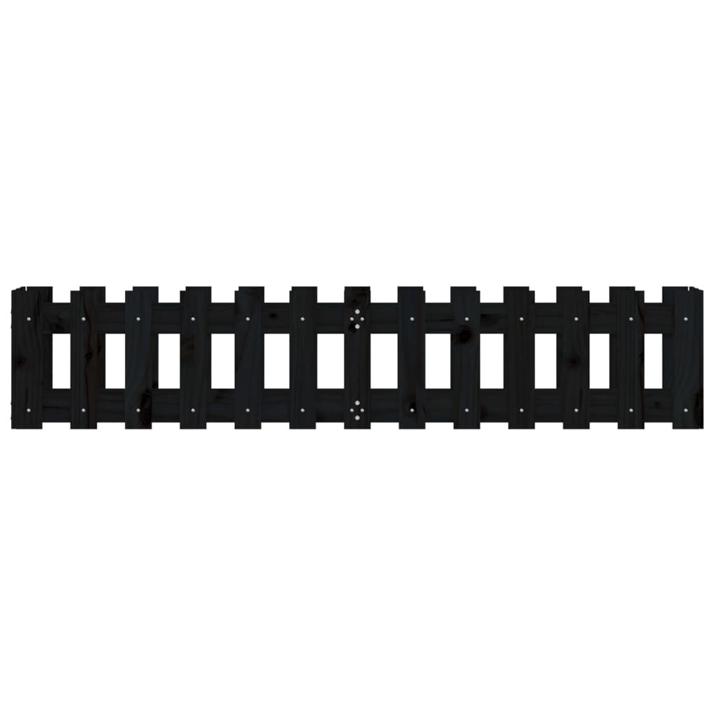 Hochbeet Latten-Design Schwarz 150X30X30 Cm Massivholz Kiefer