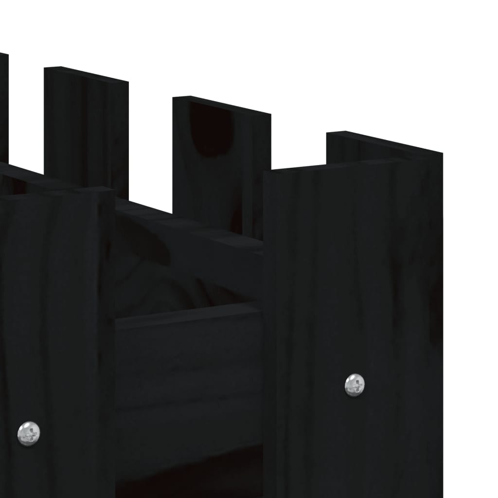 Hochbeet Latten-Design Schwarz 150X30X30 Cm Massivholz Kiefer