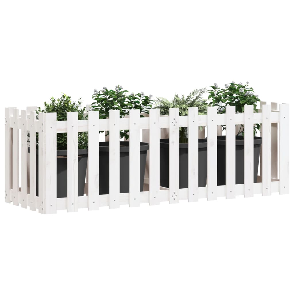 Hochbeet Lattenzaun-Design Weiß 150X50X50 Cm Massivholz Kiefer