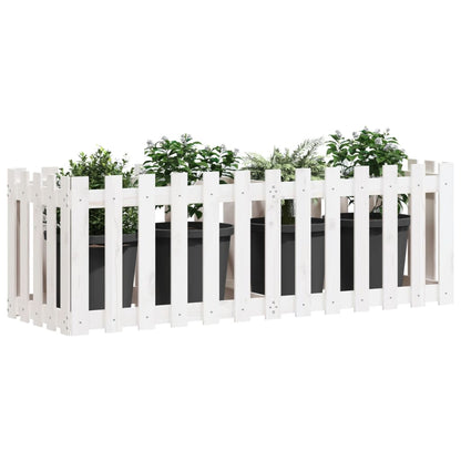 Hochbeet Lattenzaun-Design Weiß 150X50X50 Cm Massivholz Kiefer