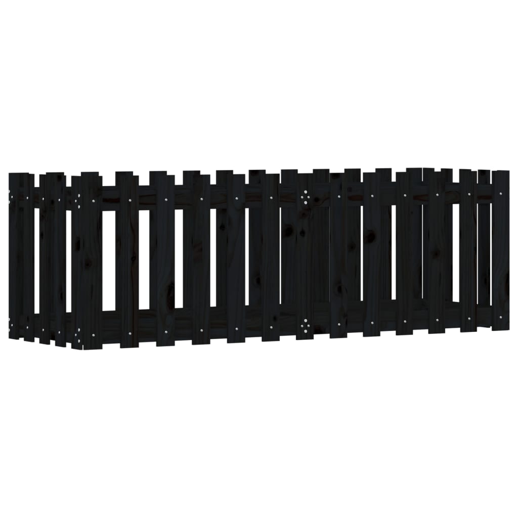 Hochbeet Latten-Design Schwarz 150X50X50 Cm Massivholz Kiefer