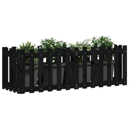 Hochbeet Latten-Design Schwarz 150X50X50 Cm Massivholz Kiefer