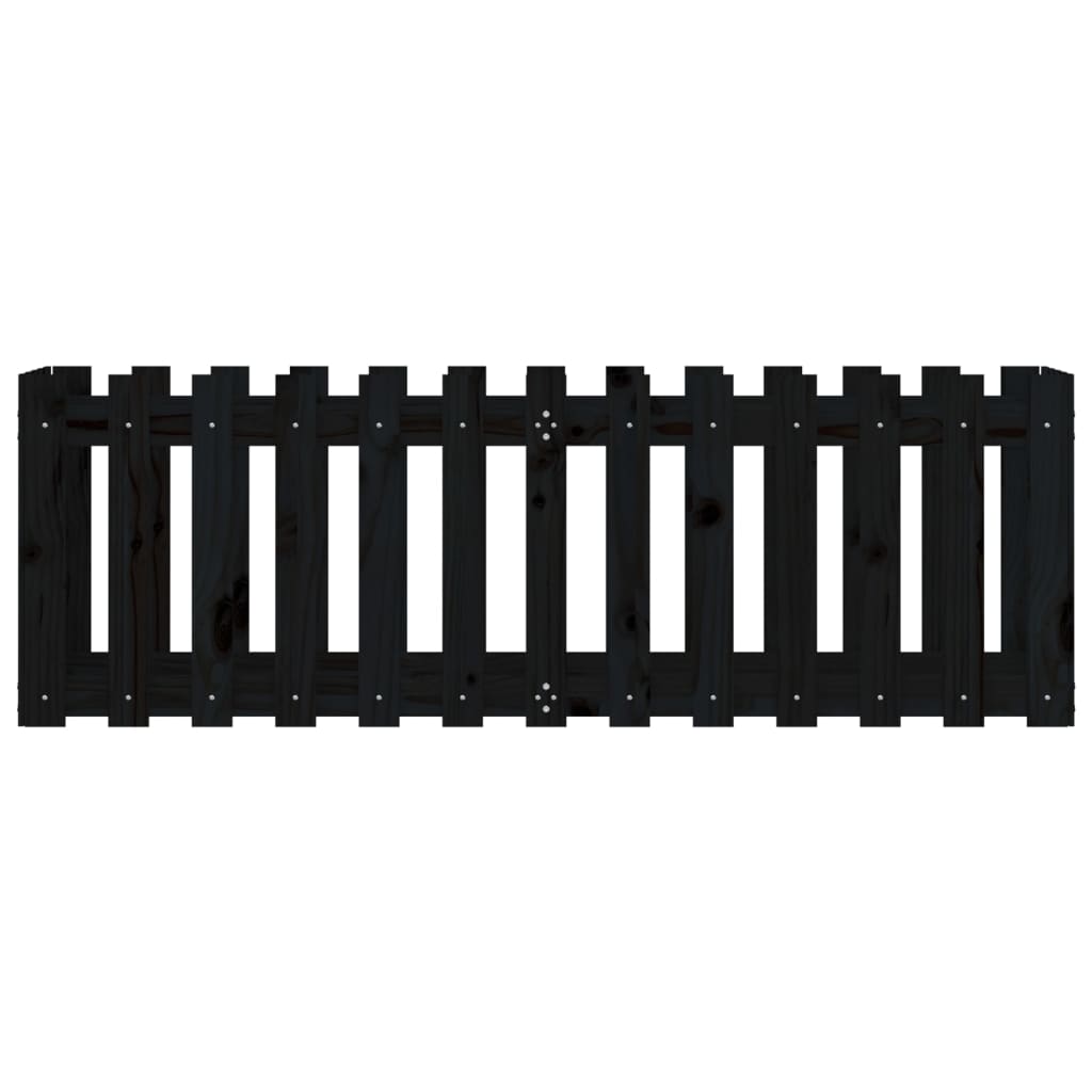 Hochbeet Latten-Design Schwarz 150X50X50 Cm Massivholz Kiefer
