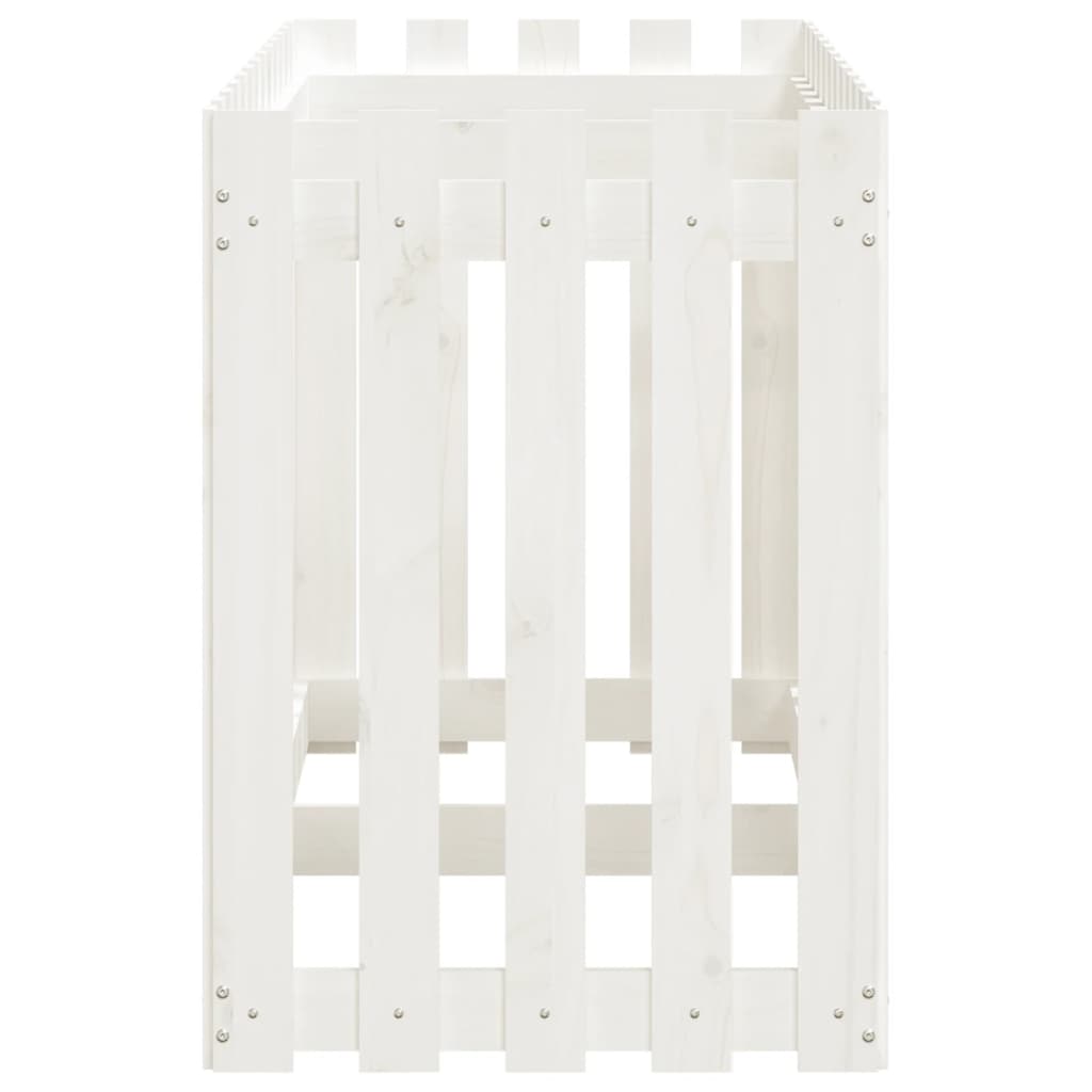 Hochbeet Lattenzaun-Design Weiß 150X50X70 Cm Massivholz Kiefer