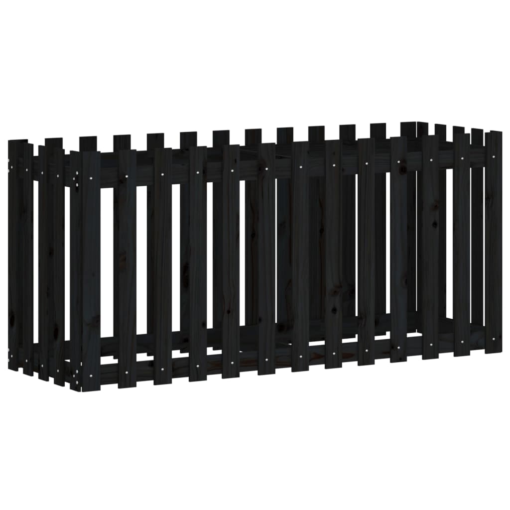 Hochbeet Latten-Design Schwarz 150X50X70 Cm Massivholz Kiefer