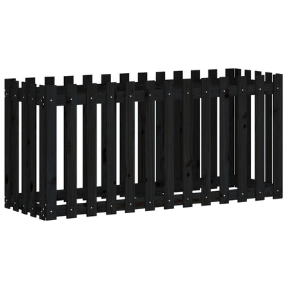 Hochbeet Latten-Design Schwarz 150X50X70 Cm Massivholz Kiefer