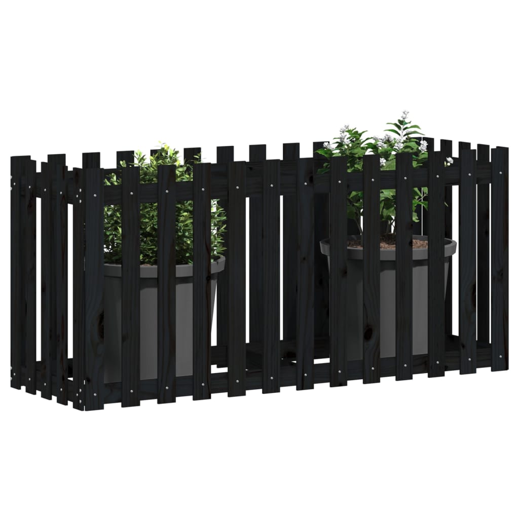 Hochbeet Latten-Design Schwarz 150X50X70 Cm Massivholz Kiefer