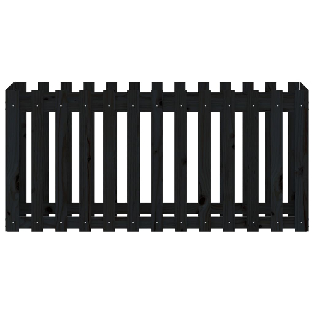 Hochbeet Latten-Design Schwarz 150X50X70 Cm Massivholz Kiefer
