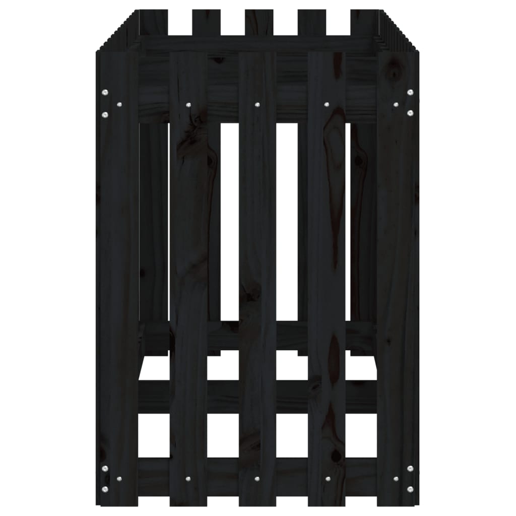 Hochbeet Latten-Design Schwarz 150X50X70 Cm Massivholz Kiefer