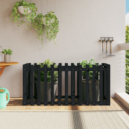 Hochbeet Latten-Design Schwarz 150X50X70 Cm Massivholz Kiefer