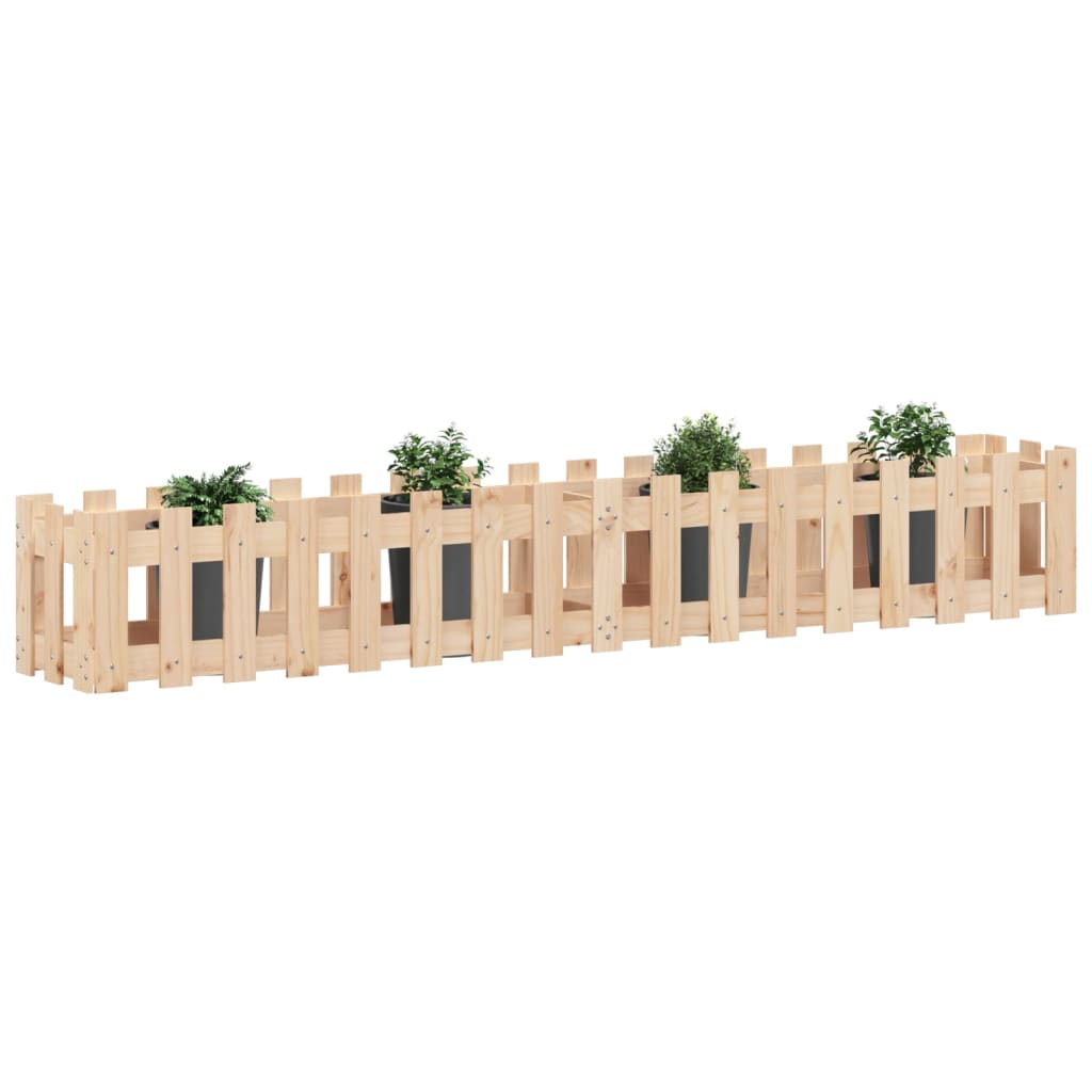 Hochbeet Lattenzaun-Design 200X30X30 Cm Massivholz Kiefer
