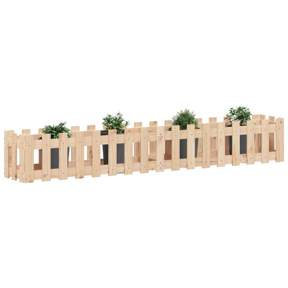 Hochbeet Lattenzaun-Design 200X30X30 Cm Massivholz Kiefer