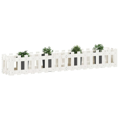 Hochbeet Lattenzaun-Design Weiß 200X30X30 Cm Massivholz Kiefer
