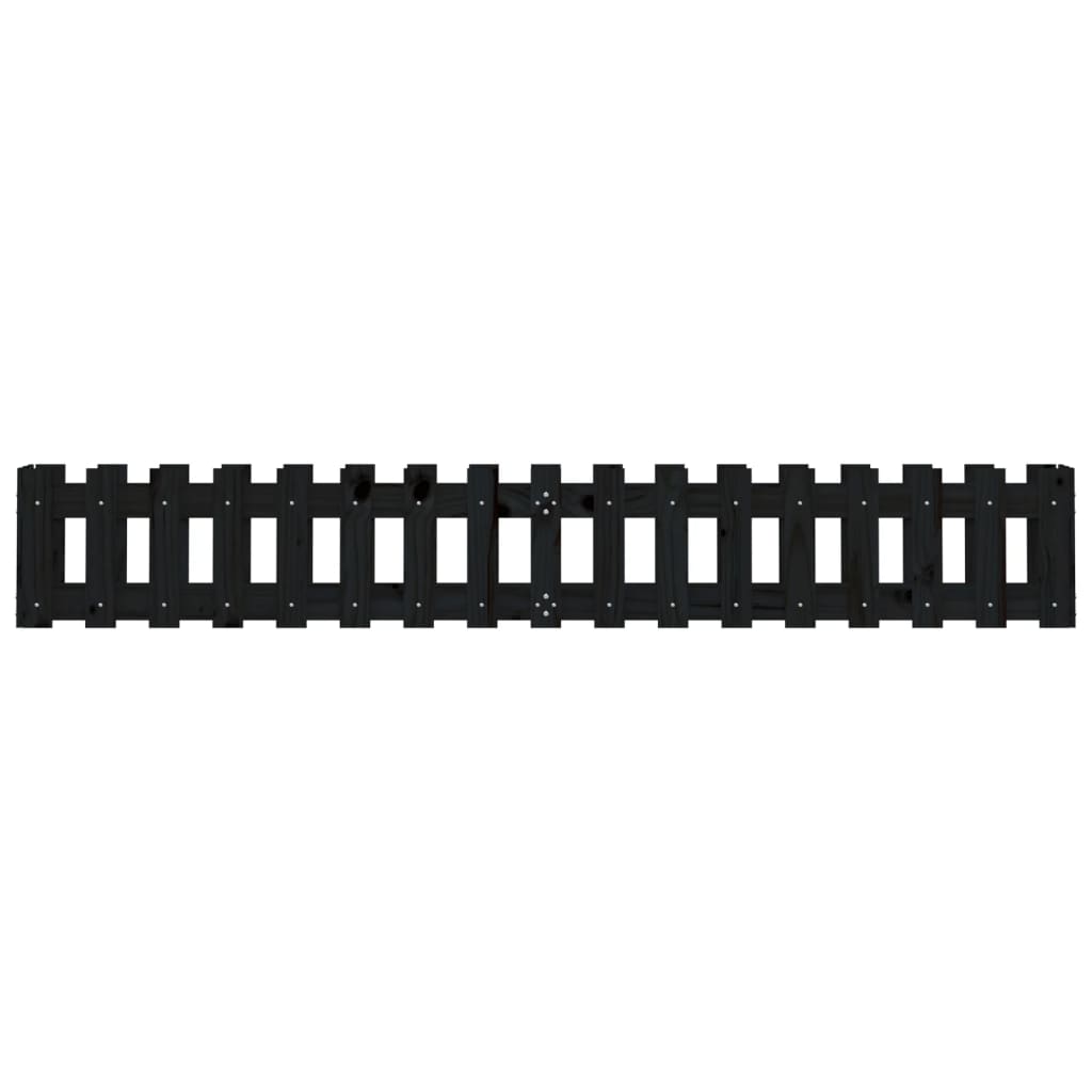 Hochbeet Latten-Design Schwarz 200X30X30 Cm Massivholz Kiefer