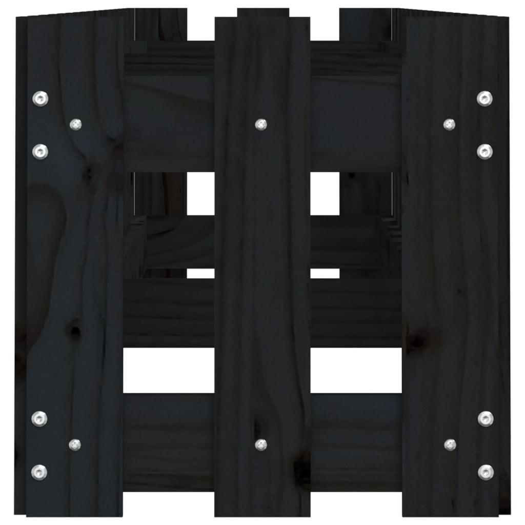 Hochbeet Latten-Design Schwarz 200X30X30 Cm Massivholz Kiefer