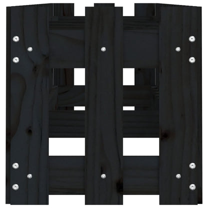 Hochbeet Latten-Design Schwarz 200X30X30 Cm Massivholz Kiefer