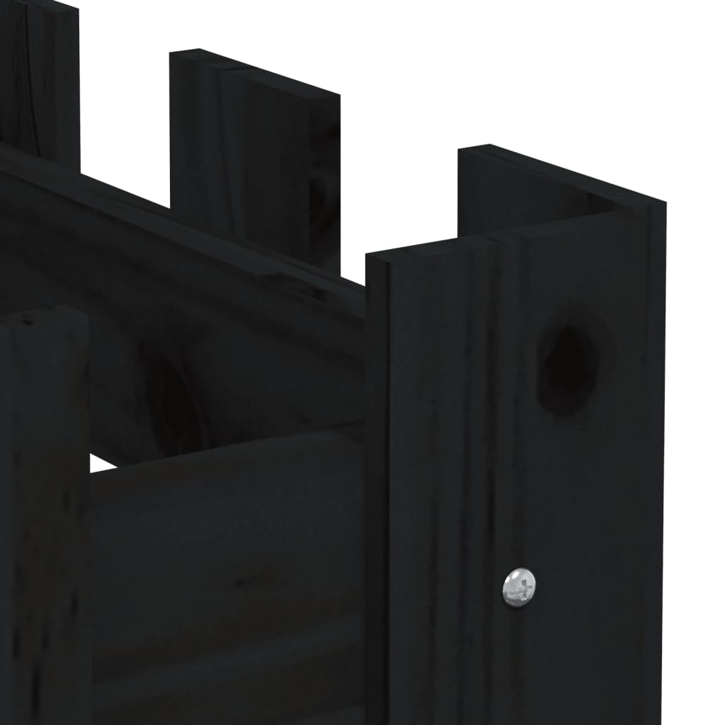 Hochbeet Latten-Design Schwarz 200X30X30 Cm Massivholz Kiefer