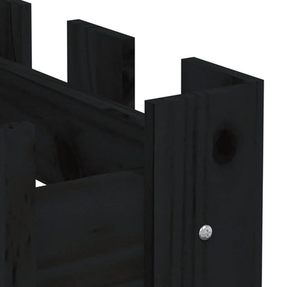 Hochbeet Latten-Design Schwarz 200X30X30 Cm Massivholz Kiefer