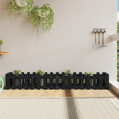 Hochbeet Latten-Design Schwarz 200X30X30 Cm Massivholz Kiefer