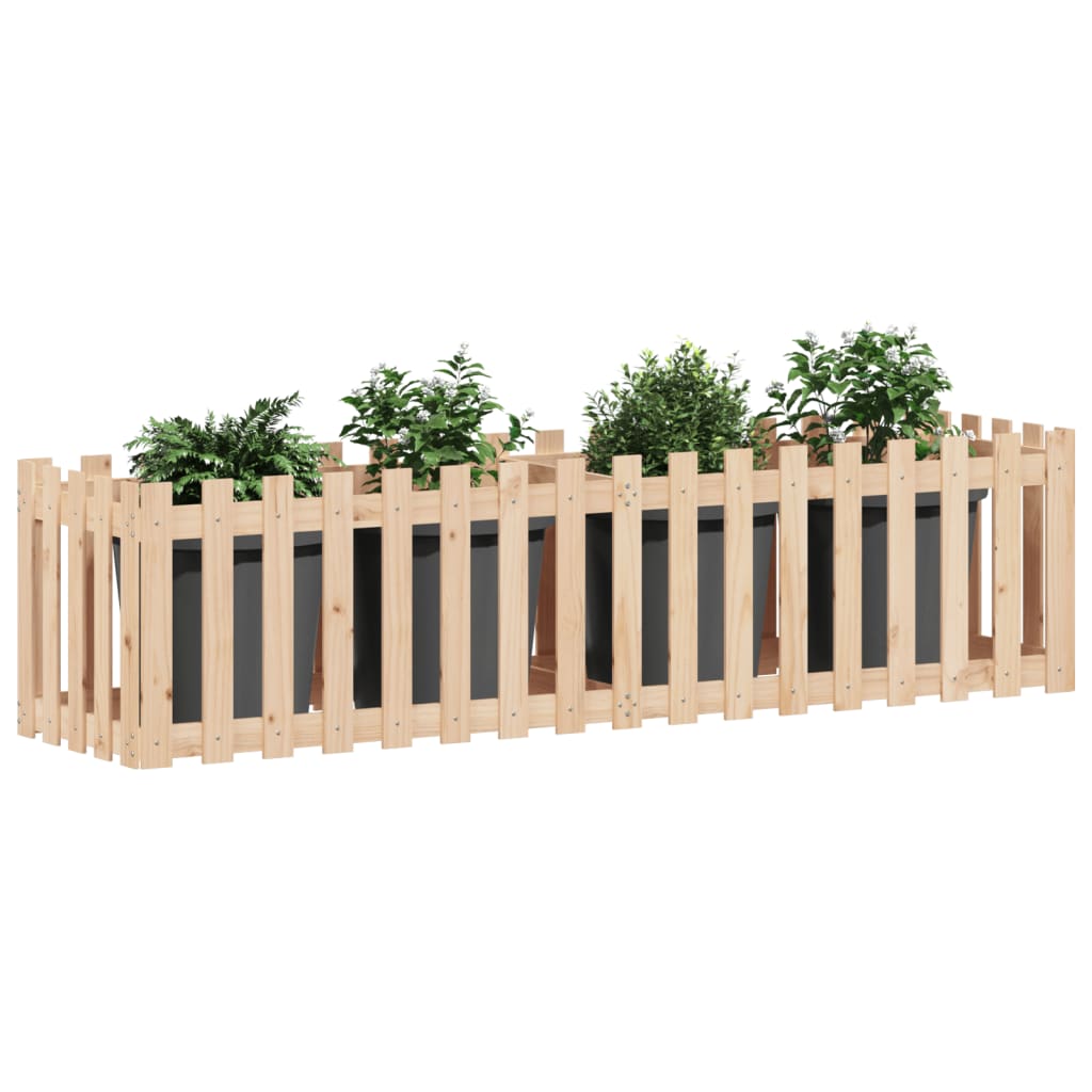 Hochbeet Lattenzaun-Design 200X50X50 Cm Massivholz Kiefer