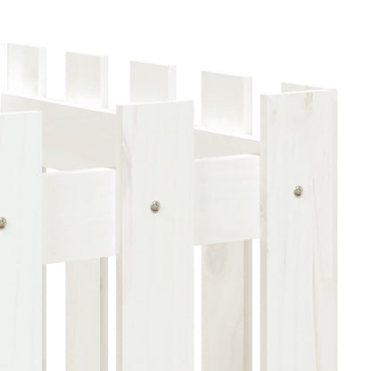 Hochbeet Lattenzaun-Design Weiß 200X50X50 Cm Massivholz Kiefer